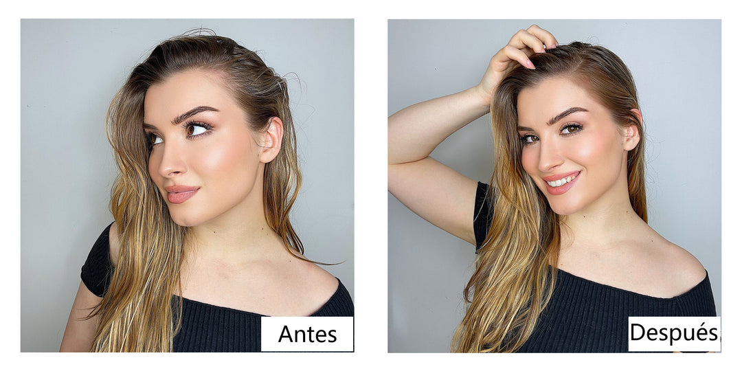 Imagenes de comparacion antes y despues de usar Lemooree Hair Building Fibers 3
