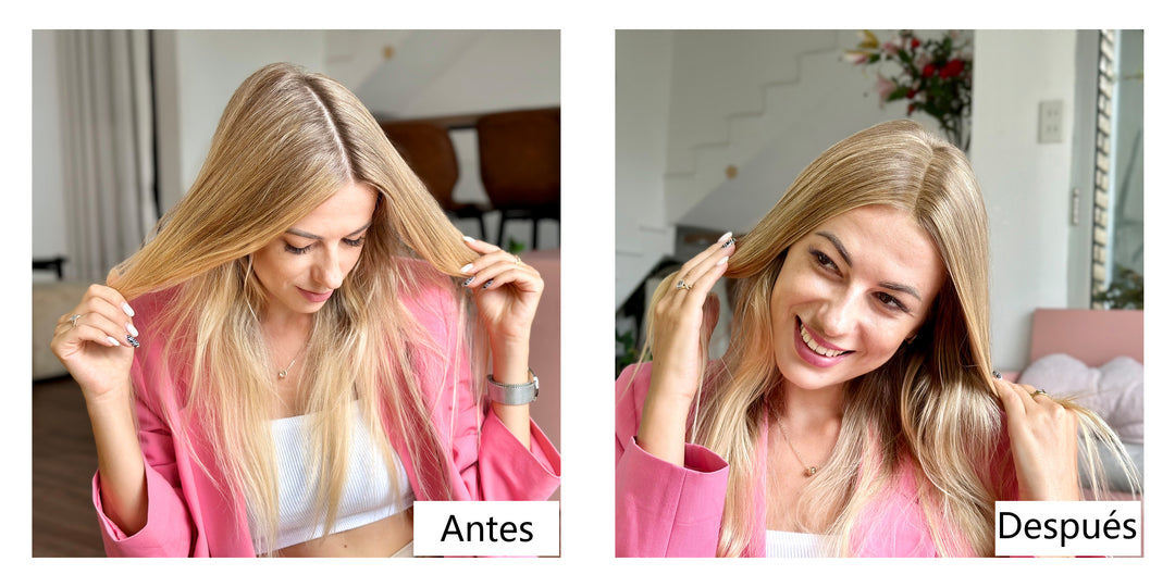 Imagenes de comparacion antes y despues de usar Lemooree Hair Building Fibers 4